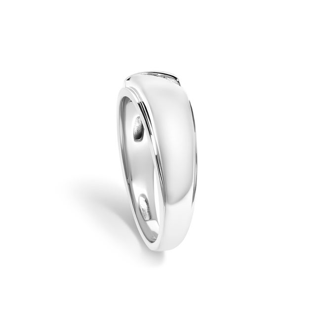 Haus of Brilliance Men's .925 Sterling Silver 1/6 Cttw 3 Stone Diamond Band Ring (H-I Color, I1-I2 Clarity) - Ring - Size 9 For Sale - Image 4 of 6