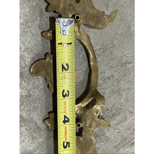 French Provincial Antique French Provincial Style Curved Painted Metal Solid Brass Drawer Pull For Sale - Image 3 of 4