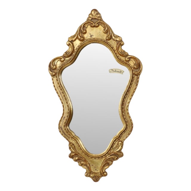 Small Baroque Crested Mirror in Gold Leaf Gilt from Deknudt, 1960s For Sale