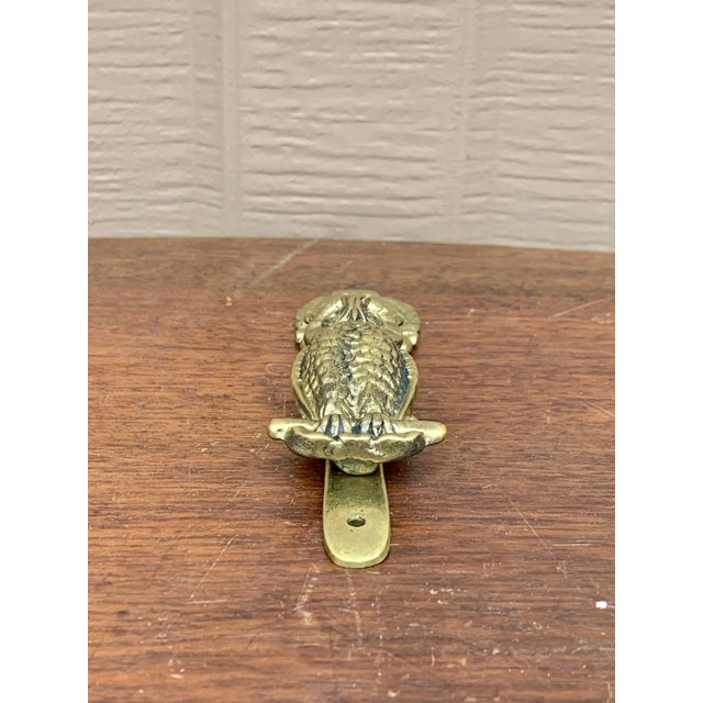 Metal Mid-Century English Cast Brass Owl Door Knocker For Sale - Image 7 of 9