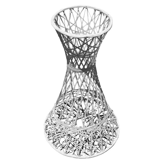 Mid-Century Modern Vintage White Spun Fiberglass Hourglass Pedestals or Plant Stand, 2 Available For Sale - Image 3 of 5