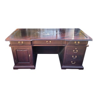 Modern Custom Built Executive Partner's Desk With Mother of Pearl Inlay For Sale