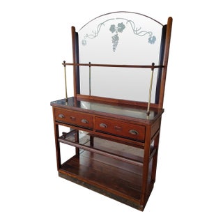1990s Felix Monge French Bistro Bar Cabinet - Brass and Cherry Wood For Sale
