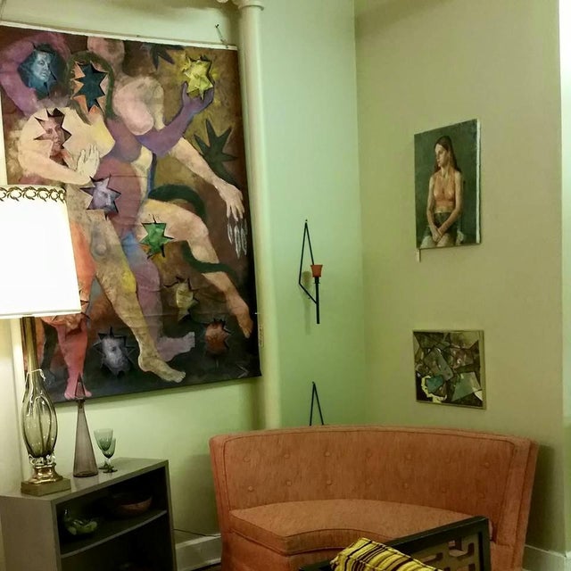 This is a very unique piece of art signed D. Chess. It is an oil on canvas collage. The top piece is very abstract and...