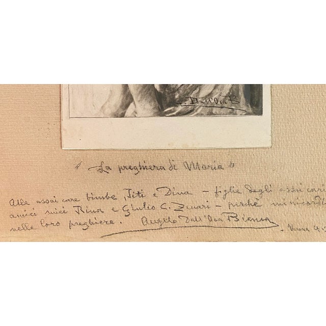 Positive photographic print with white lead highlights and charcoal finish of a painting depicting the Prayer of Mary,...