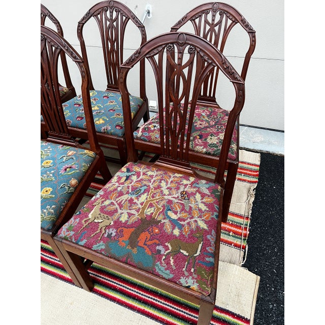 Oxblood Red Circa 1790s English George III Carved Mahogany Hepplewhite Dining Chairs- Set of 6 For Sale - Image 8 of 13