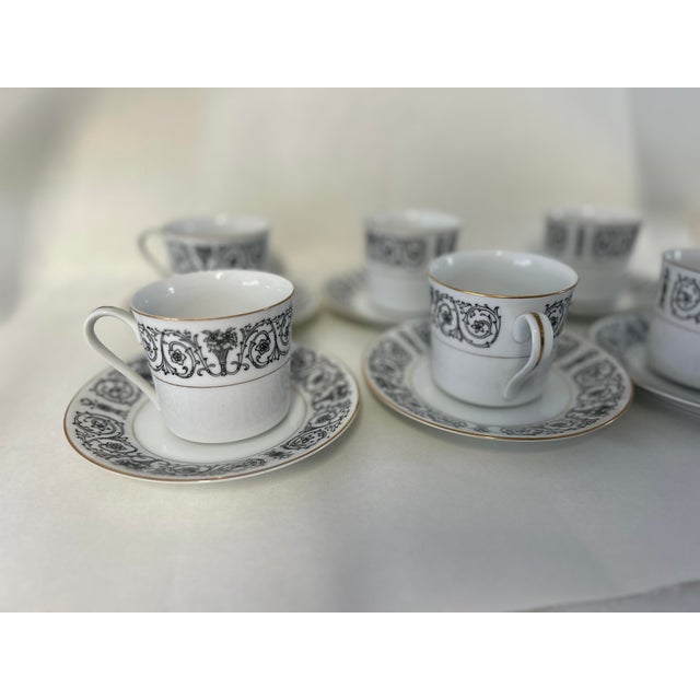 1970s Vintage Coventry Fine China Japan Laurent 653 Cups & Sauces S-6. For Sale - Image 5 of 6