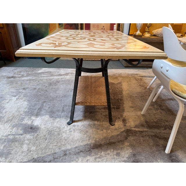 Marble + Wrought Iron Dining Table, Indoor/Outdoor For Sale - Image 4 of 12