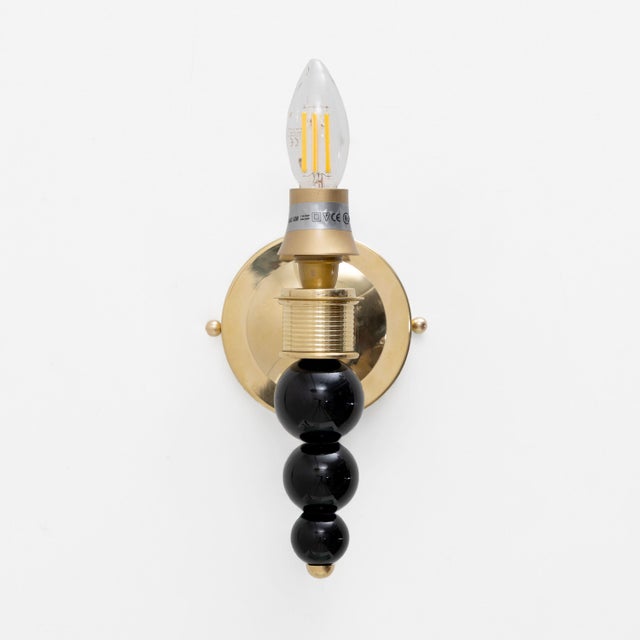 Italian Murano Glass Wall Sconces with Gold Dust Inclusions and Brass, 2000, Set of 2 For Sale - Image 9 of 10