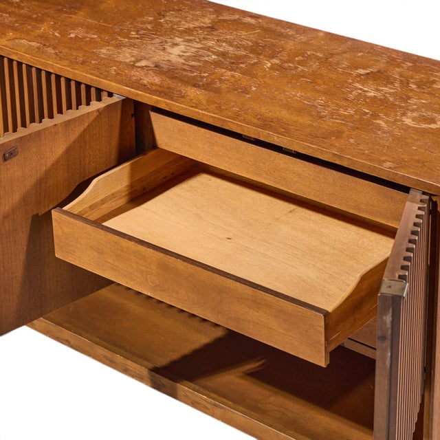 Broyhill Brasilia Mid Century Walnut Fluted Credenza For Sale - Image 9 of 11