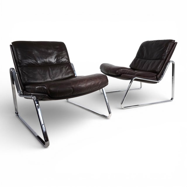 Lounge Chairs in Brown Leather by Gerd Lange for Drabert, 1970s, Set of 2 For Sale - Image 4 of 18