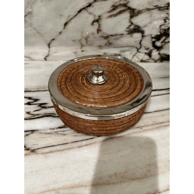 Sea Grass & Silver Rimmed Box For Sale In Miami - Image 6 of 6