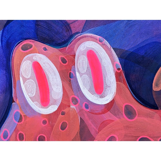 Cecilia Beaven Contemporary Abstract Pink & Blue Biomorphic Contorted Alligator Figure Painting, 21st Century For Sale - Image 11 of 11