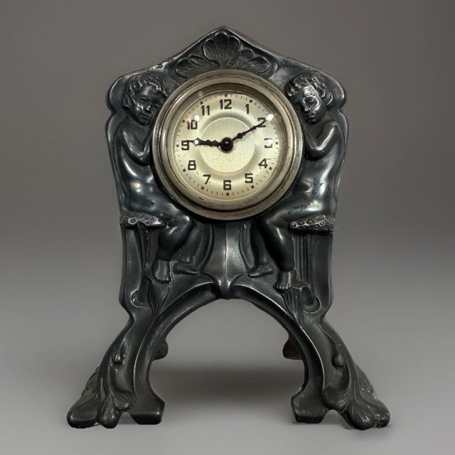 Art Nouveau Antique German Art Nouveau Desk Clock For Sale - Image 3 of 11