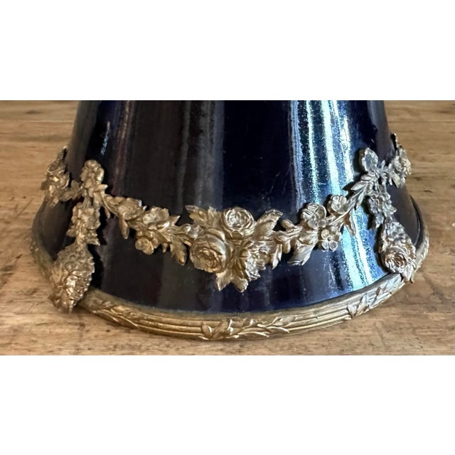 Antique 19th Century Large Sevres Vase Globe Table Lamp, Ormolu Jules Prosper Legastelois Decorated With Gilt Bronze Cupids & Garlands For Sale - Image 11 of 13