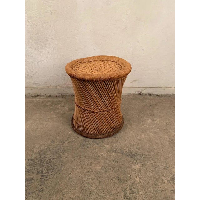 Light Yellow Mid-Century Modern Rattan Pouf, 1960s For Sale - Image 8 of 9