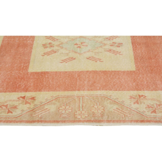 1960s Vintage Turkish Oushak Hand Knotted Rug With Organic Wool and Soft Texture,5'X7'5" For Sale - Image 4 of 7