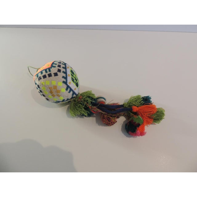 Indian Woven Christmas Tree Ornament With Hanging Tassels For Sale - Image 4 of 5