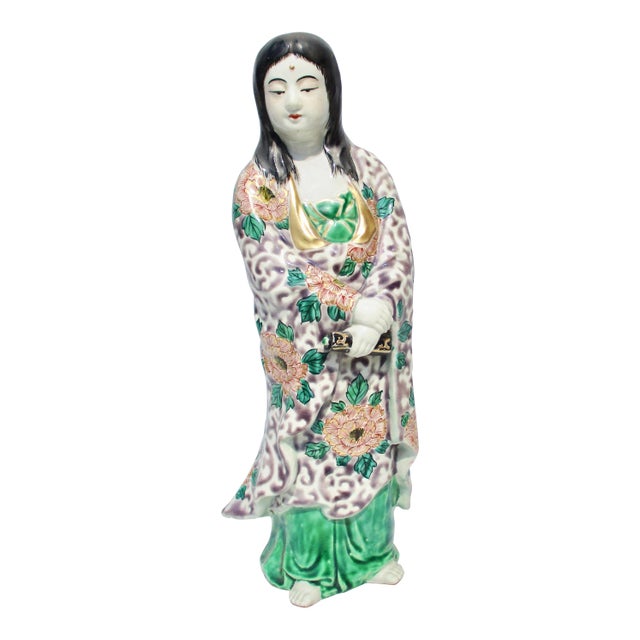 1900s Japanese Kutani Kannon Porcelain Figurine For Sale