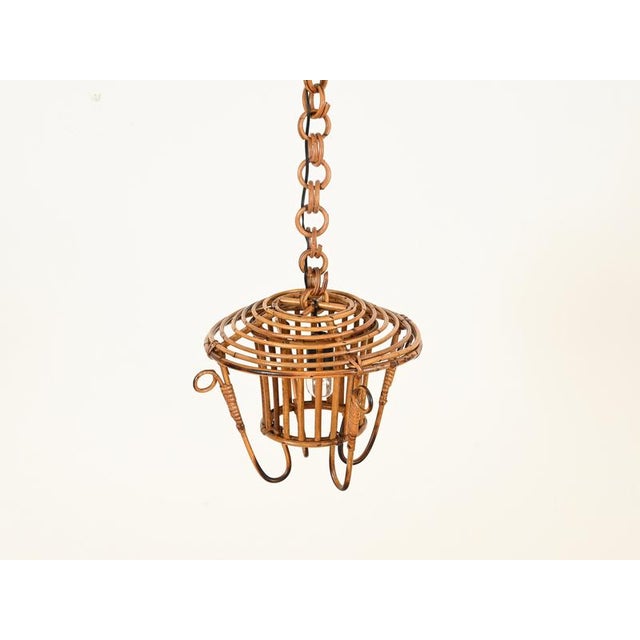 Mid-Century Pendant in Bamboo, Rattan and Wicker attributed to Louis Sognot, France, 1960s For Sale - Image 4 of 10
