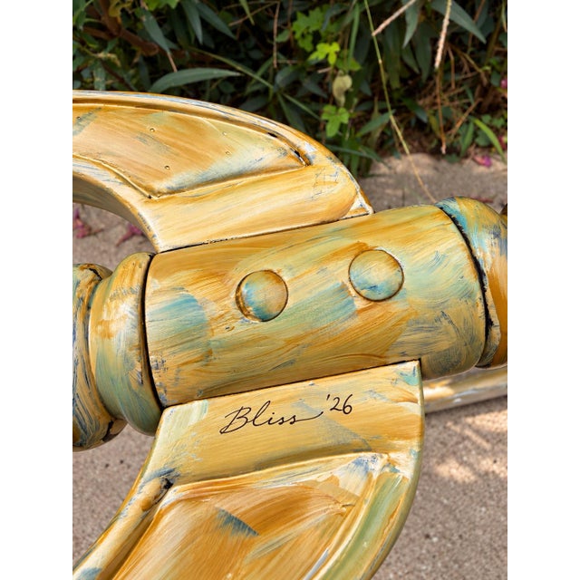 Signed Leilani Bliss Hand Painted Carved Quilt Stand, One of a Kind Functional Art For Sale - Image 11 of 12