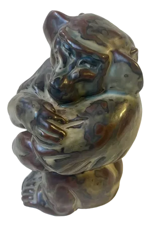 Glazed Stoneware Monkey by Knud Kyhn for Royal Copenhagen, 1950s