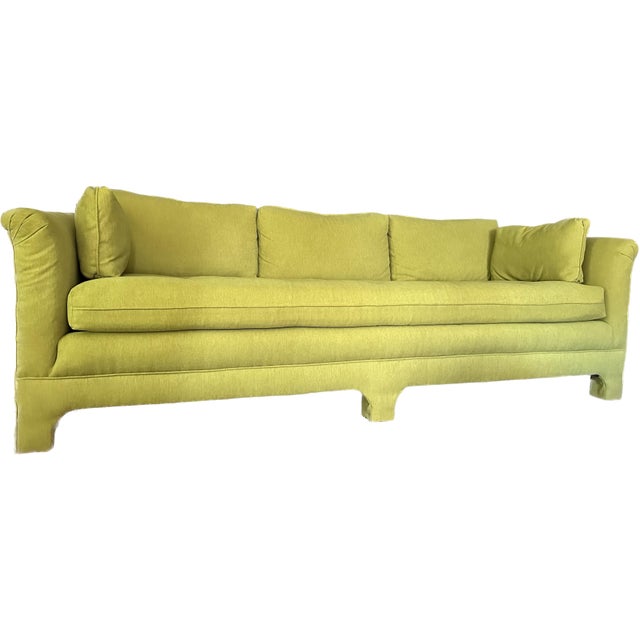 Vintage 70s Parson Style Bench Seat Sofa Newly Upholstered in
