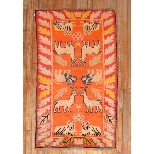 Orange Animal Vintage Tibetan Rug For Sale - Image 10 of 18