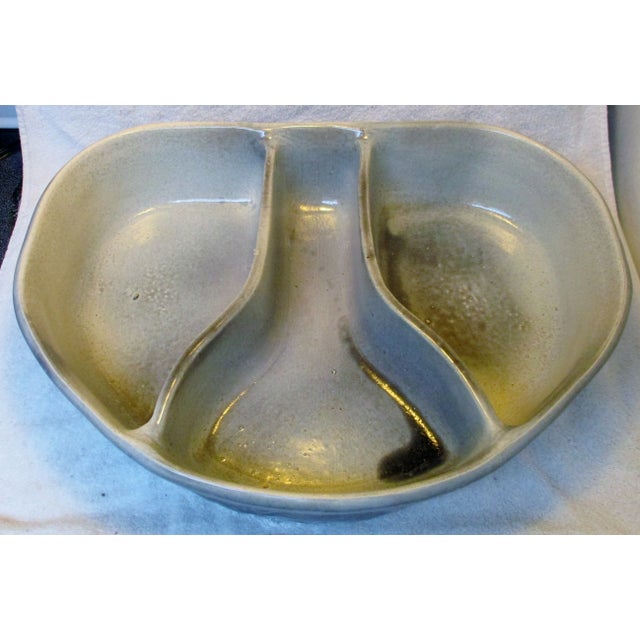 Rare Mid-Century Modern MANLEY POTTERY Large Gray Divided Centerpiece or Planter No cracks, chips or grazing. Gray to...