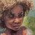 Skeptic by Lisa Fricker | Oil on Cradled Wood Panel Portrait of a young girl with curly hair For Sale