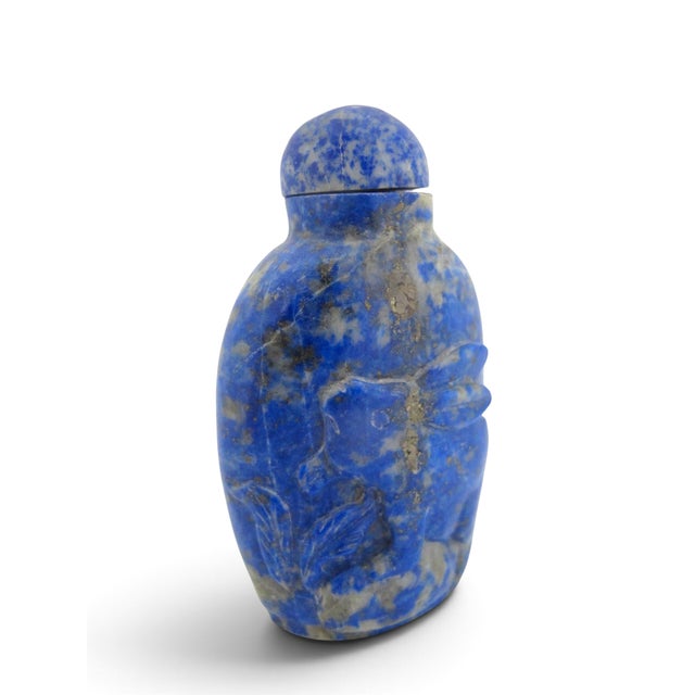 Chinese Blue Lapis Lazuli Carved Rabbit Antique Snuff Bottle For Sale - Image 11 of 11