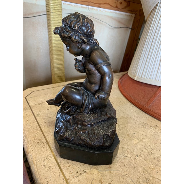 Baroque Vintage Bronze Cherub Figure For Sale - Image 3 of 11