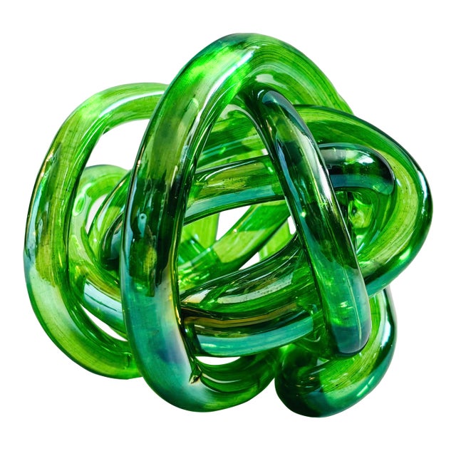Vintage Green Art Glass Knot For Sale