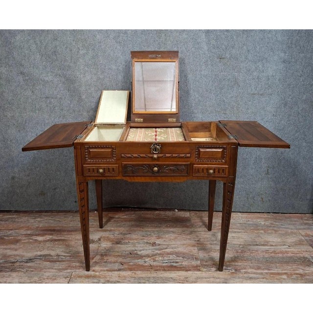 Louis XVI Walnut Dressing Table For Sale - Image 5 of 11
