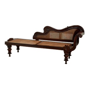 Antique British Colonial Caned Chaise Lounge