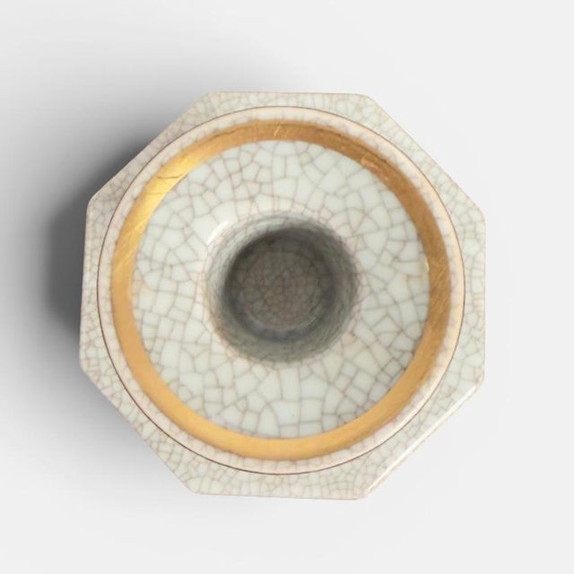 Brown Danish Craquelé Porcelain Candlestick from Royal Copenhagen For Sale - Image 8 of 11
