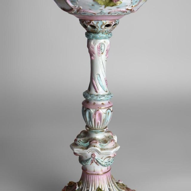 Ceramic 1890 Duplex Louis XV Meissen School Porcelain Oil Lamp Base With Cherubs For Sale - Image 7 of 13