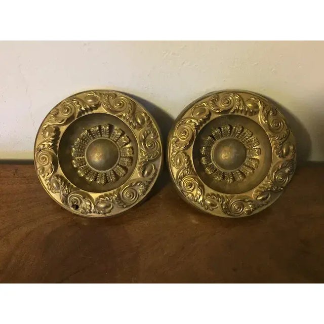 Antique 19th Century American Federal Empire Gilt Spun Brass Drapery Tie Backs - A Pair For Sale - Image 13 of 13