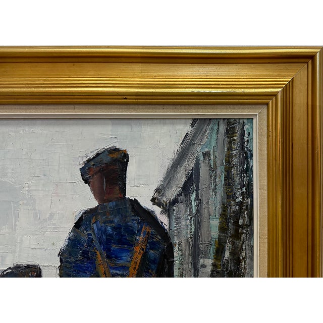 Mid-Century Oil Painting by Danish Artist Anker Landberg, Titled "Fishermen" For Sale In Miami - Image 6 of 7