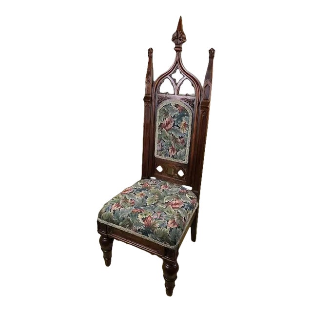 The Throne of the High Church: Late 19th Century Gothic Revival Oak Accent Chair For Sale