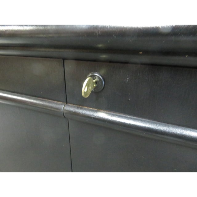 Black Vintage Mid Century Asian Style Ebonized 2-Door Server For Sale - Image 8 of 10