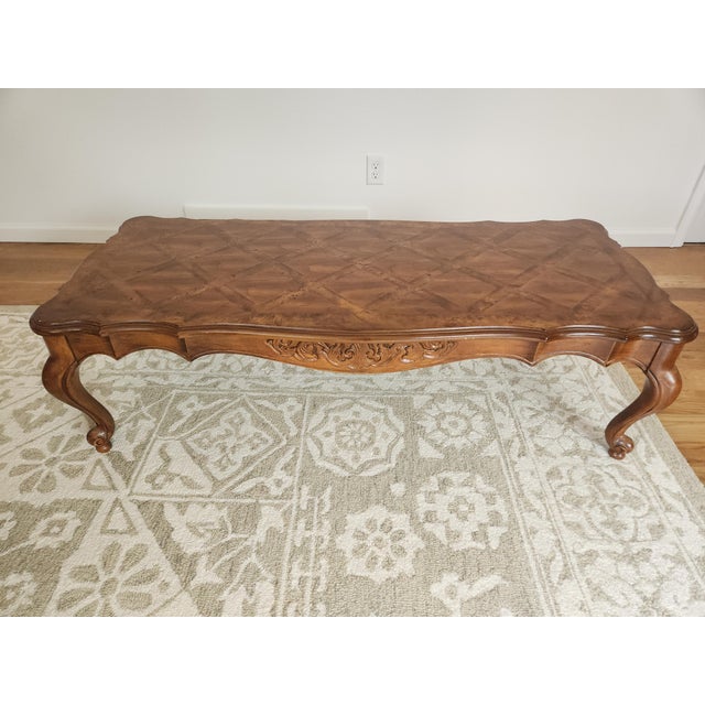Mid 20th Century French Provincial Style Coffe Table W/ Inlay Parquet Tabletop For Sale - Image 4 of 8