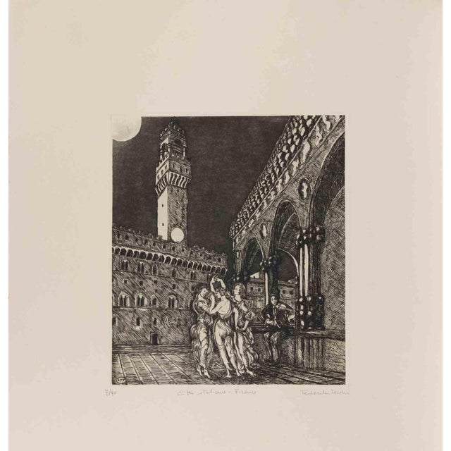 Etching on paper. Hand signed and numbered in pencil. Edition of 90. Excellent condition. This piece is attributed to the...