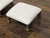 Pair of Vintage French Steel and Brass Footstools with Custom Linen Upholstery For Sale - Image 11 of 11