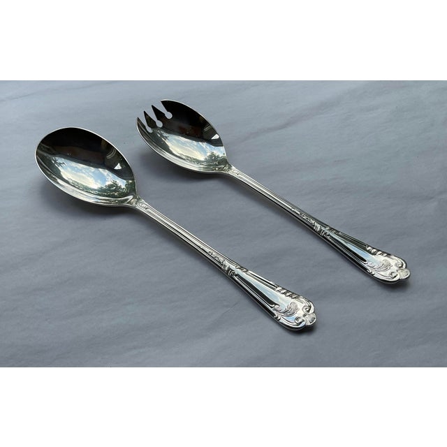 1980s Silver Pair Salad Servers, Salad Spoon & Salad Fork, La Regence For Sale - Image 12 of 16