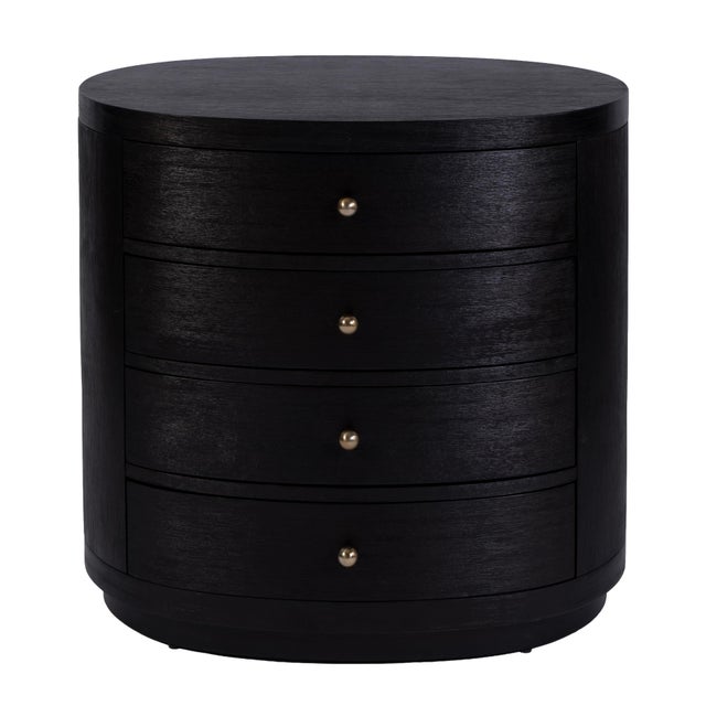 Nora 28 in. W Oval Wood 4 Drawer Nightstand, Antique Coffee For Sale In Chicago - Image 6 of 11
