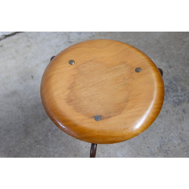 Vintage Tripod Dot Stools in Teak and Copper by Fritz Hansen, 1950s, Set of 3 For Sale - Image 10 of 15