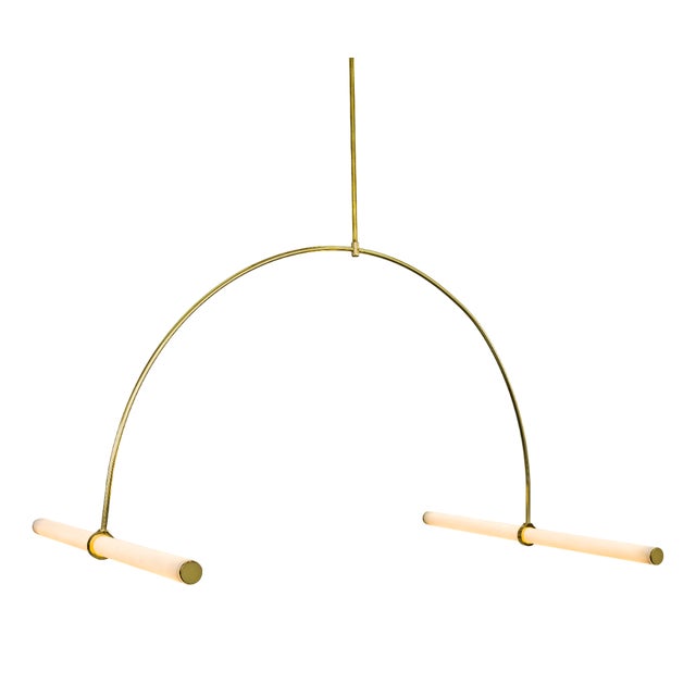 Pendant Tube 01 in Satin Brass by Naama Hofman For Sale