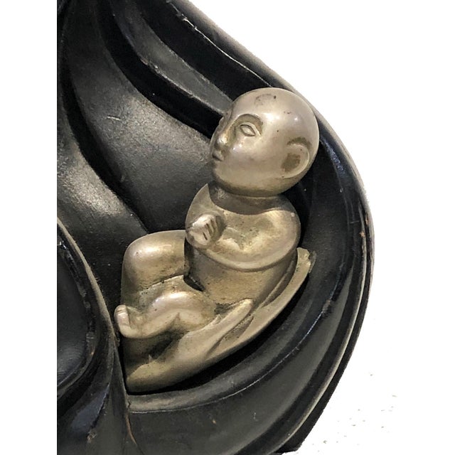 Rena Rosenthal, Madonna & Child, Art Deco Wood & Metal Sculpture, ca. 1920’s For Sale In New York - Image 6 of 12