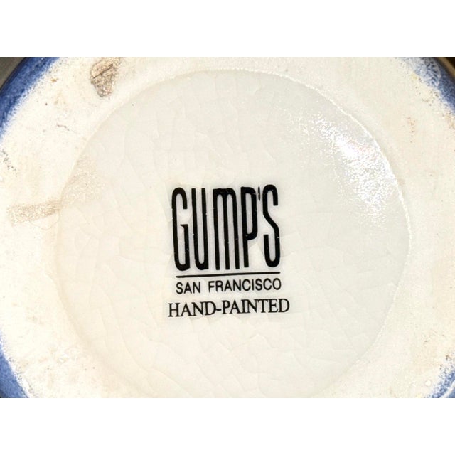 Celadon Vintage Hand Painted Floral Vases - Gump's of San Francisco For Sale - Image 8 of 8